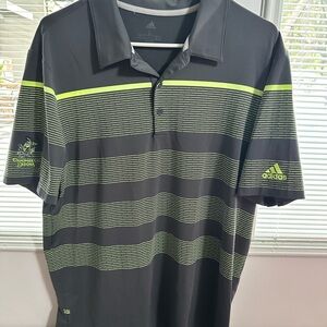 Adidas Black and Green Polo Shirt Moisture-Wicking Athletic Wear